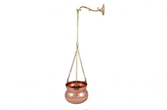 Hanging decorative items/Copper - Brass Hanging Planters - Hangers :Copper Hanging Planter N1