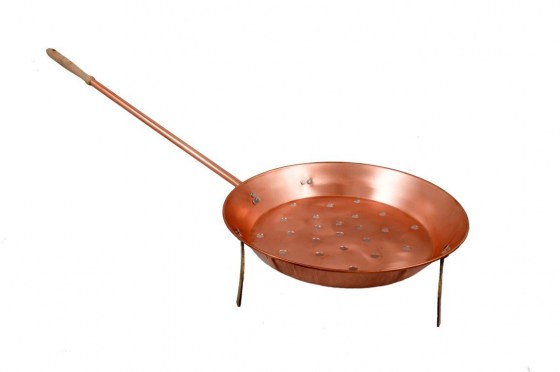 Fire place accessories & umbrellas/Copper - Brass Frying Pans For Chestnuts :Copper Frying Pan For Chestnuts