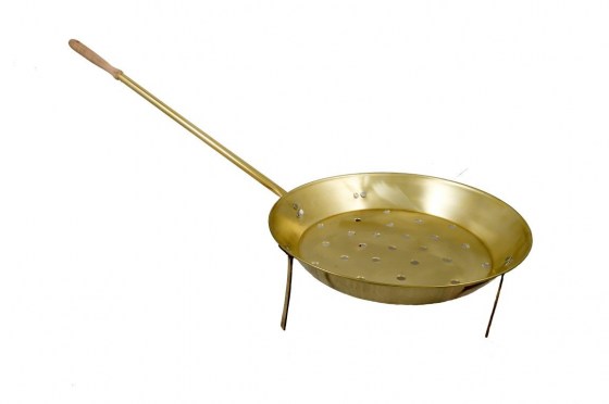 Fire place accessories & umbrellas/Copper - Brass Frying Pans For Chestnuts :Brass Frying Pan For Chestnuts